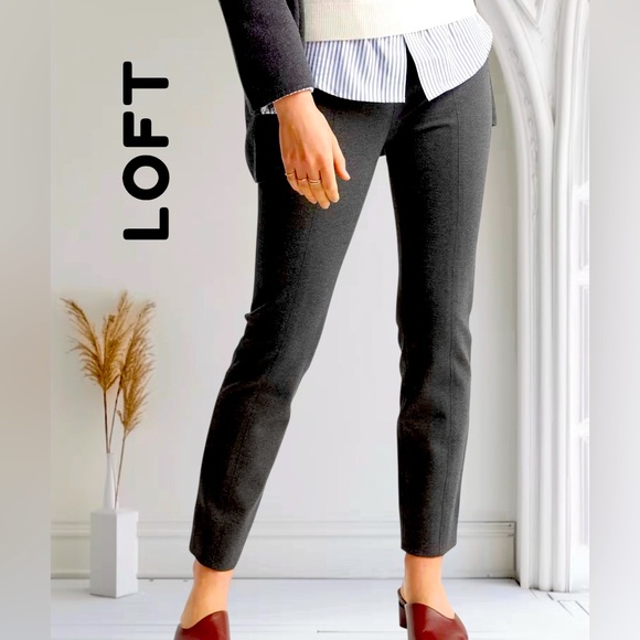 LOFT Women’s Marisa Dark Gray Skinny Ankle Cropped Pants - Size 4P - Picture 1 of 7